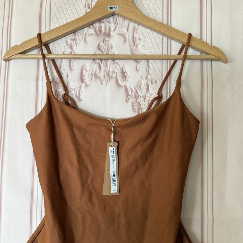 Skims Classic Swim Square Neck Scoop One Piece Bronze Size S NWT $128 MSRP